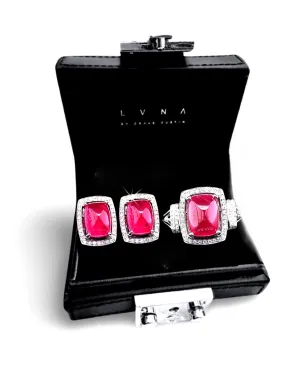 #LVNA2024 | Art Deco Cabochon Pink Ruby Diamond Jewelry Set 18kt