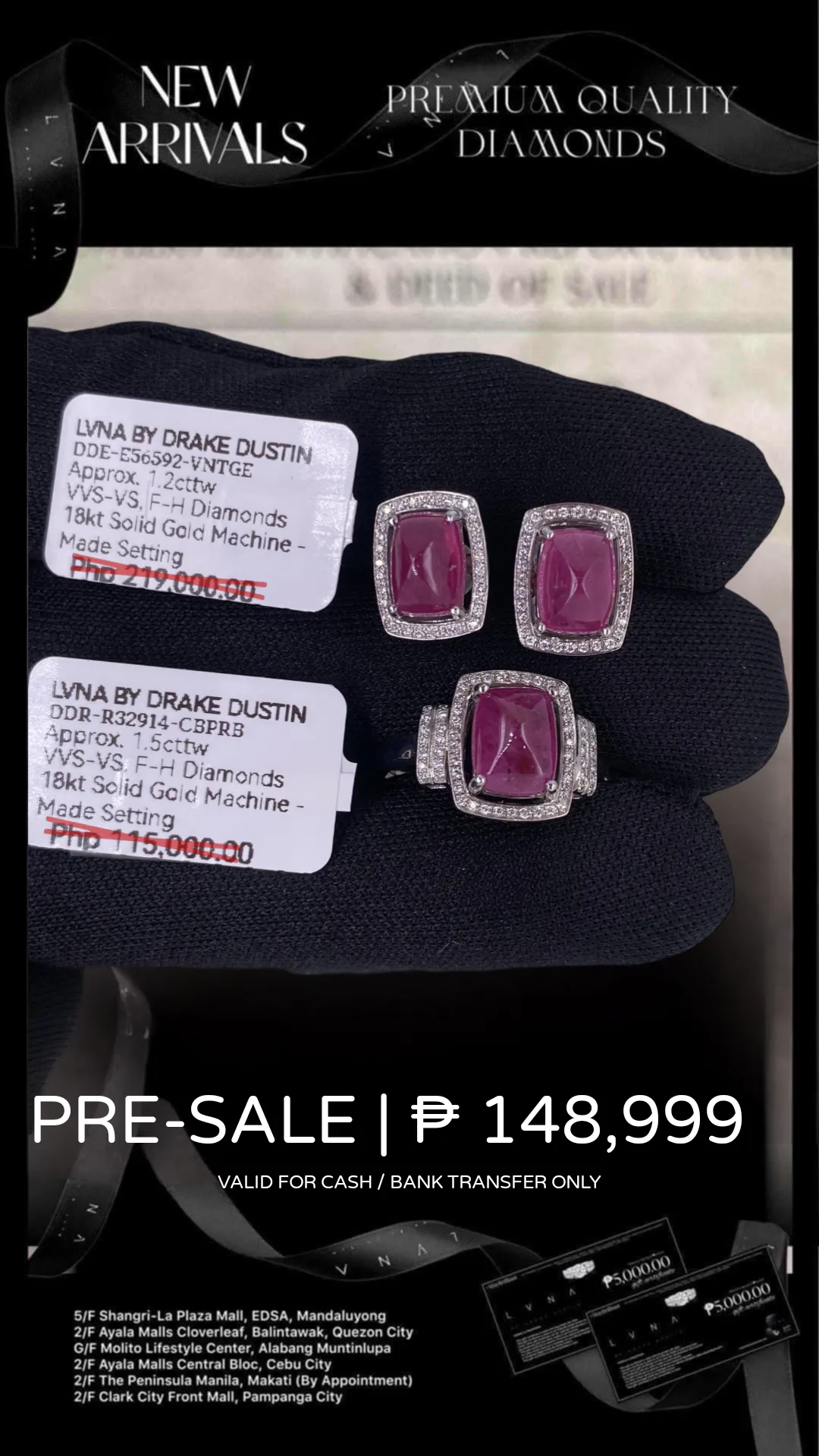 #LVNA2024 | Art Deco Cabochon Pink Ruby Diamond Jewelry Set 18kt