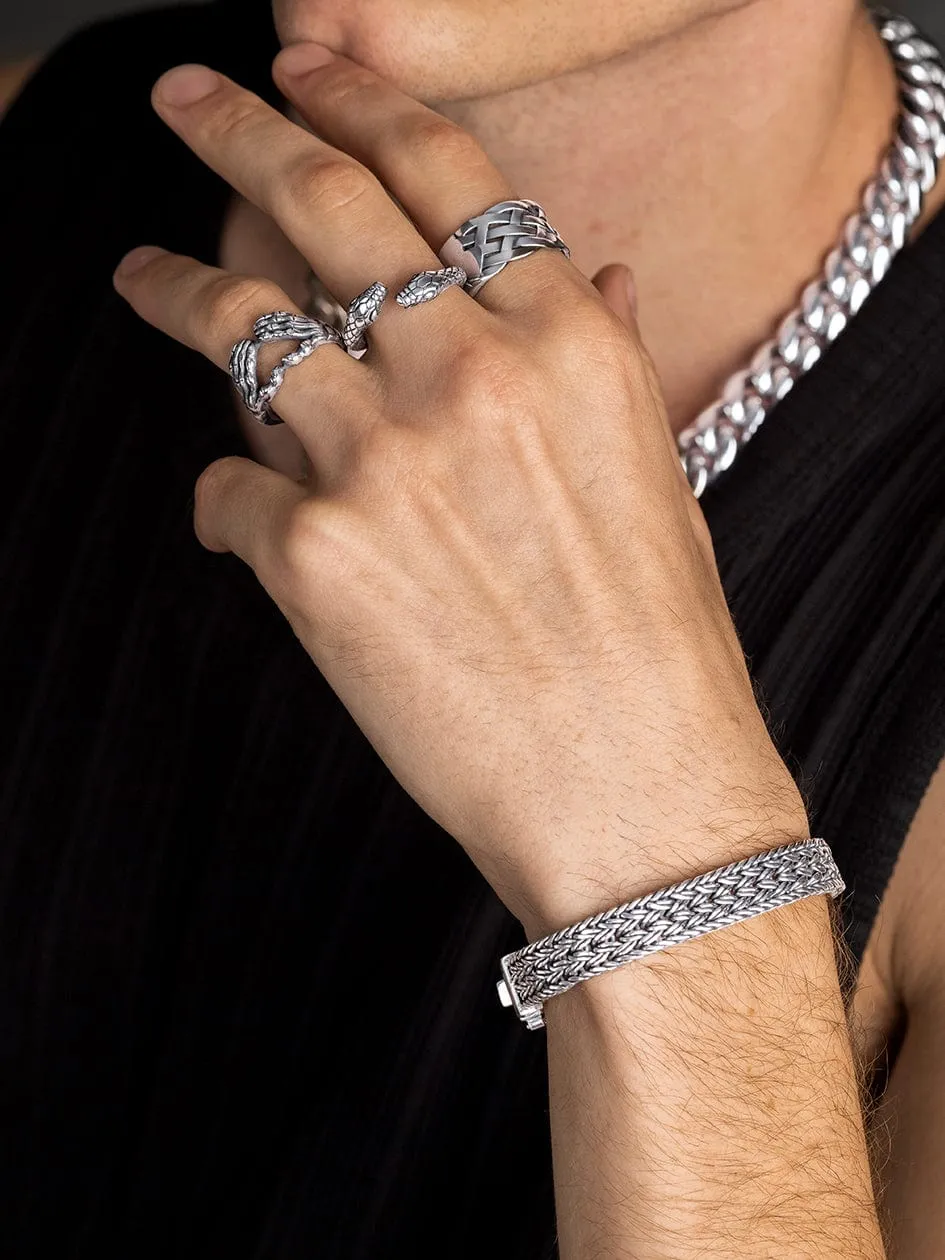 Men's Stainless Steel Woven Chain Ring