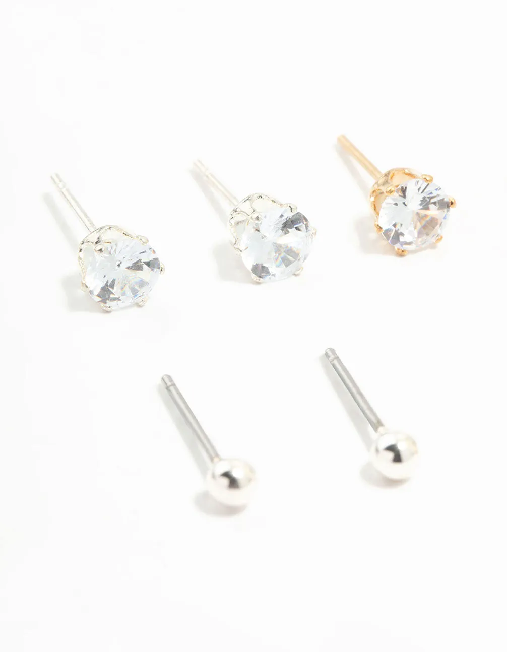 Mixed Metals Classic Stud Earrings 8-Pack