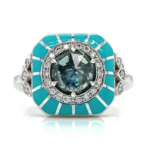 Montana Sapphire, Diamond, & Enamel Ring - "Rock Candy Blue Lagoon"