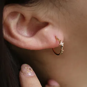 Moon and star semi-hoop earrings