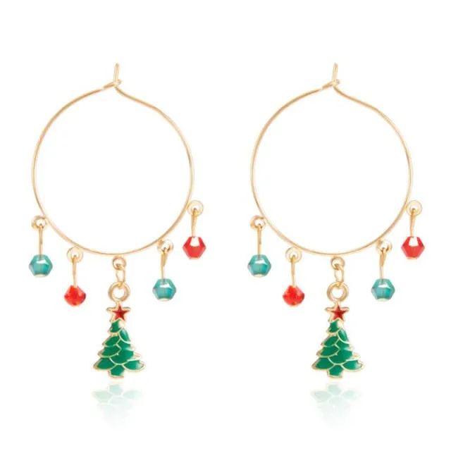 New Trendy Statement Christmas Tree Earrings For Women Santa Claus Snowman Drop Earrings Jewelry Girls Christmas Gifts Wholesale