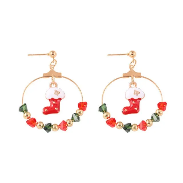 New Trendy Statement Christmas Tree Earrings For Women Santa Claus Snowman Drop Earrings Jewelry Girls Christmas Gifts Wholesale