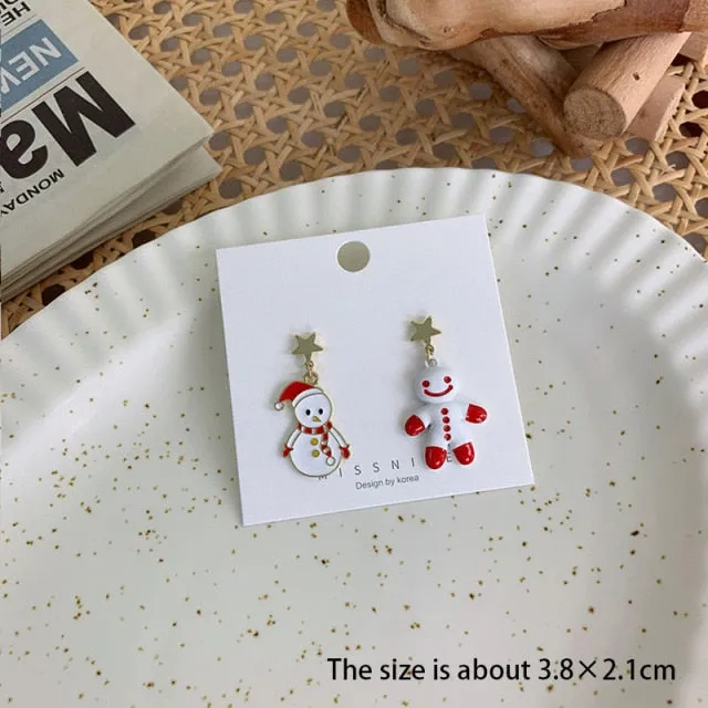 New Trendy Statement Christmas Tree Earrings For Women Santa Claus Snowman Drop Earrings Jewelry Girls Christmas Gifts Wholesale