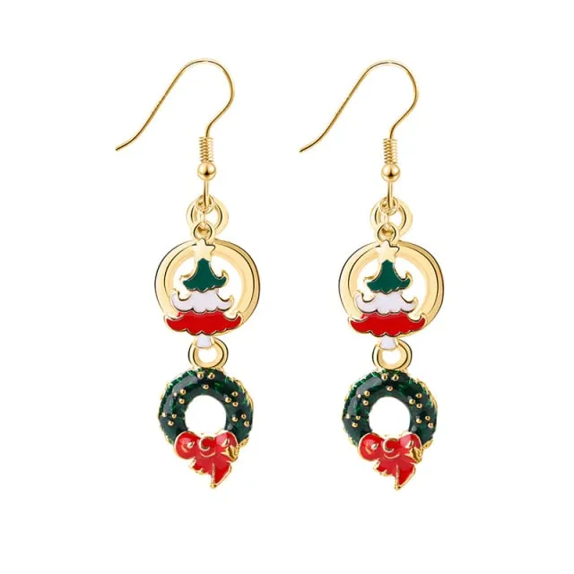 New Trendy Statement Christmas Tree Earrings For Women Santa Claus Snowman Drop Earrings Jewelry Girls Christmas Gifts Wholesale