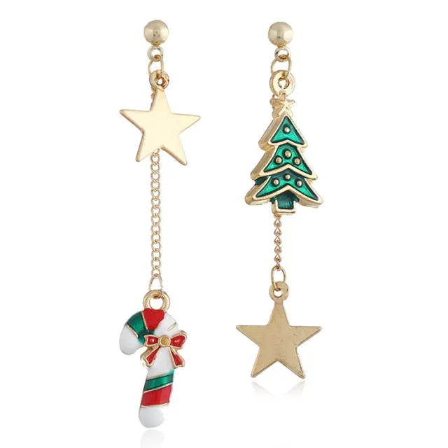 New Trendy Statement Christmas Tree Earrings For Women Santa Claus Snowman Drop Earrings Jewelry Girls Christmas Gifts Wholesale