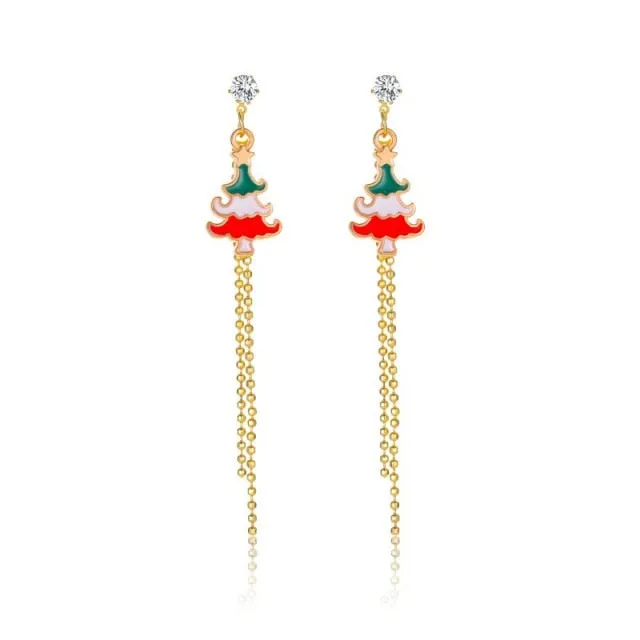 New Trendy Statement Christmas Tree Earrings For Women Santa Claus Snowman Drop Earrings Jewelry Girls Christmas Gifts Wholesale