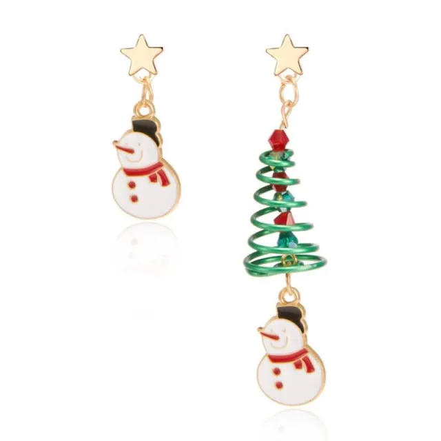 New Trendy Statement Christmas Tree Earrings For Women Santa Claus Snowman Drop Earrings Jewelry Girls Christmas Gifts Wholesale