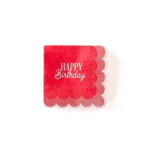 Pink Birthday Scalloped Beverage Napkins | 24 ct