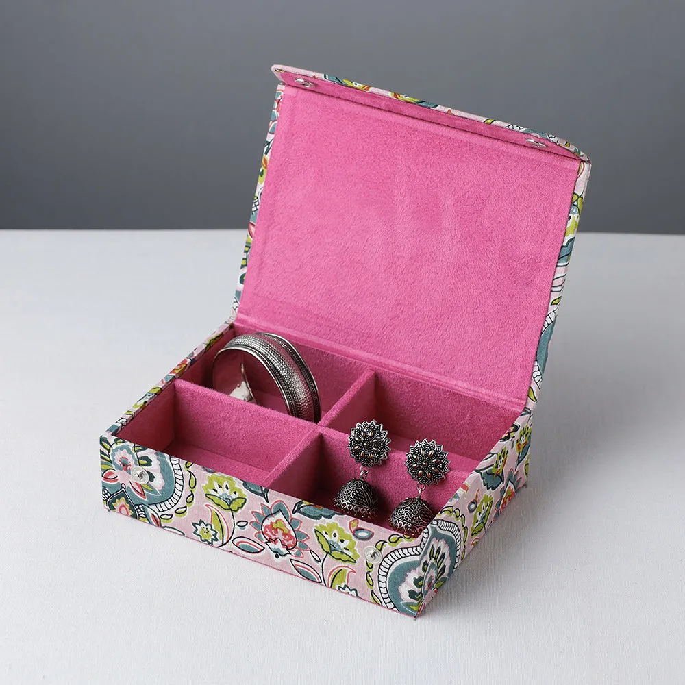 Pink - Floral Printed Handcrafted Jewelry Box (7 x 5 in)