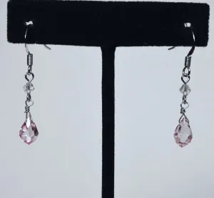 Pink Glass Briolette Dangle Earrings