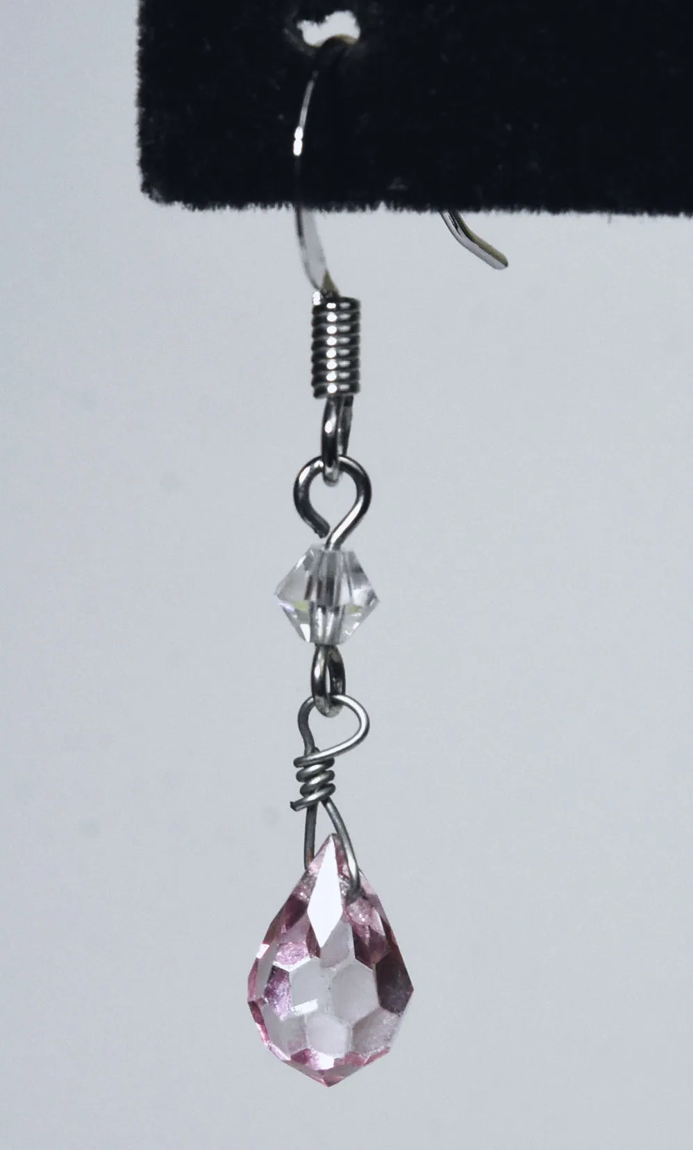 Pink Glass Briolette Dangle Earrings