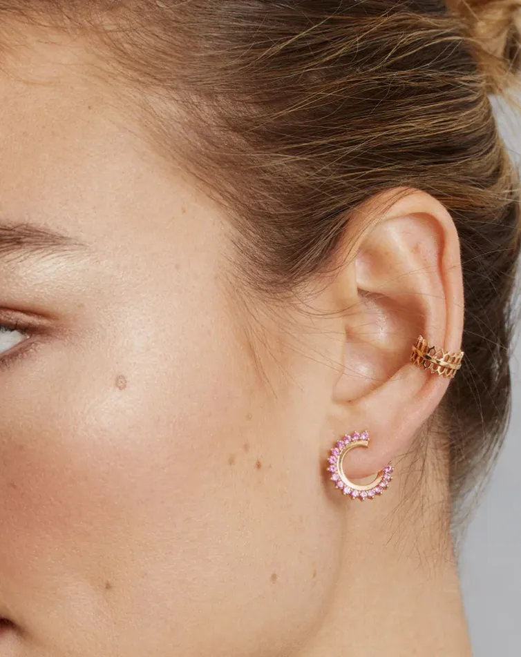 Pink Sapphire Forward Facing Hoops