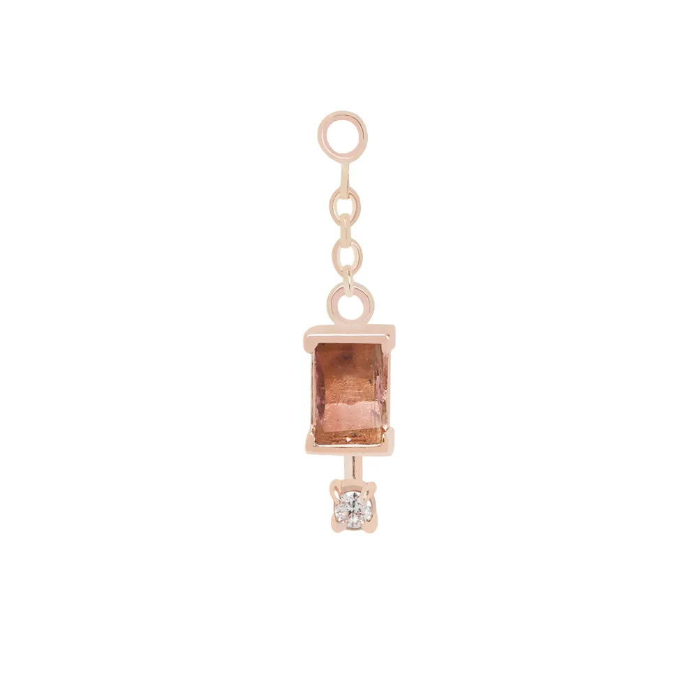 "Cherish" Chain Charm in Gold with Tourmaline & Diamond