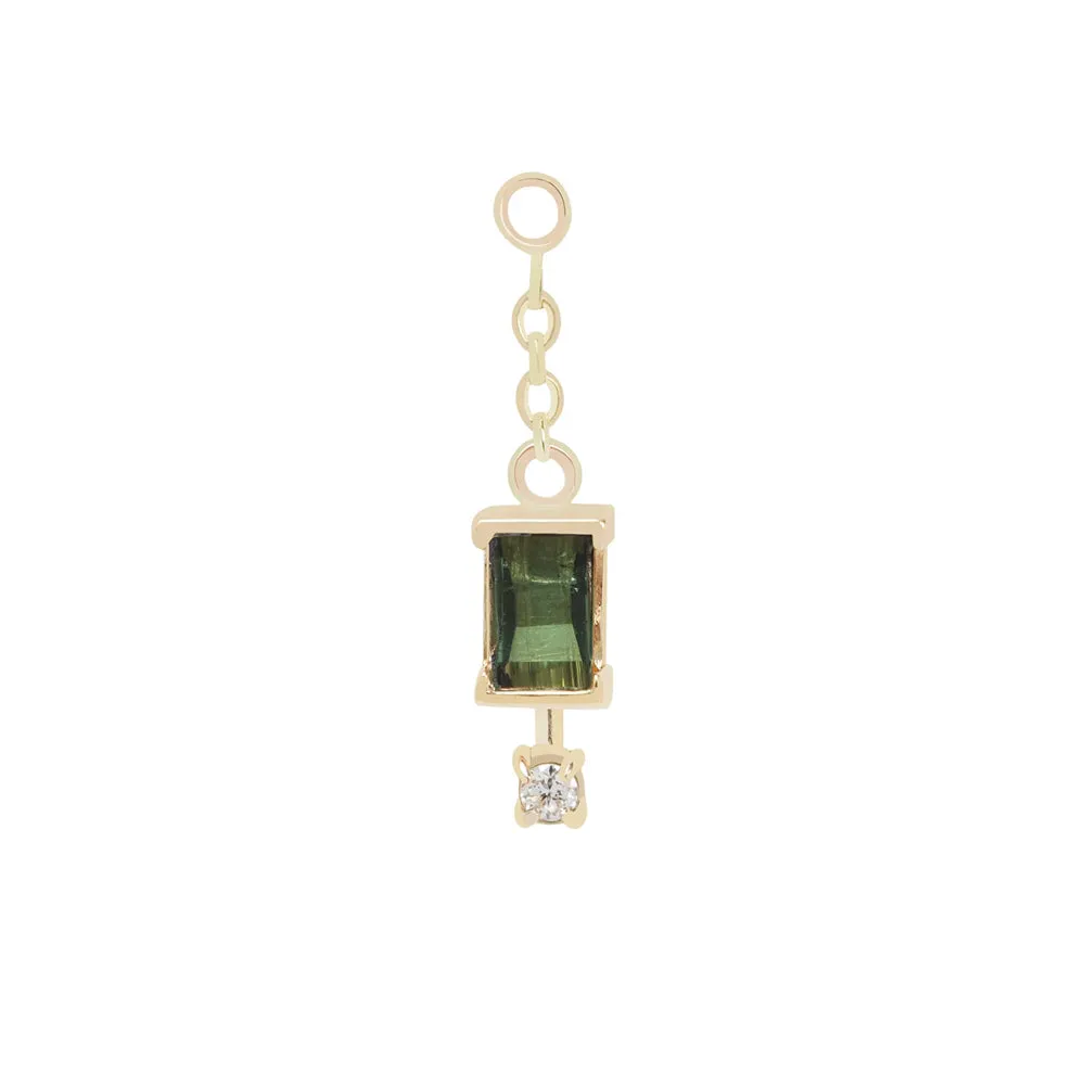 "Cherish" Chain Charm in Gold with Tourmaline & Diamond