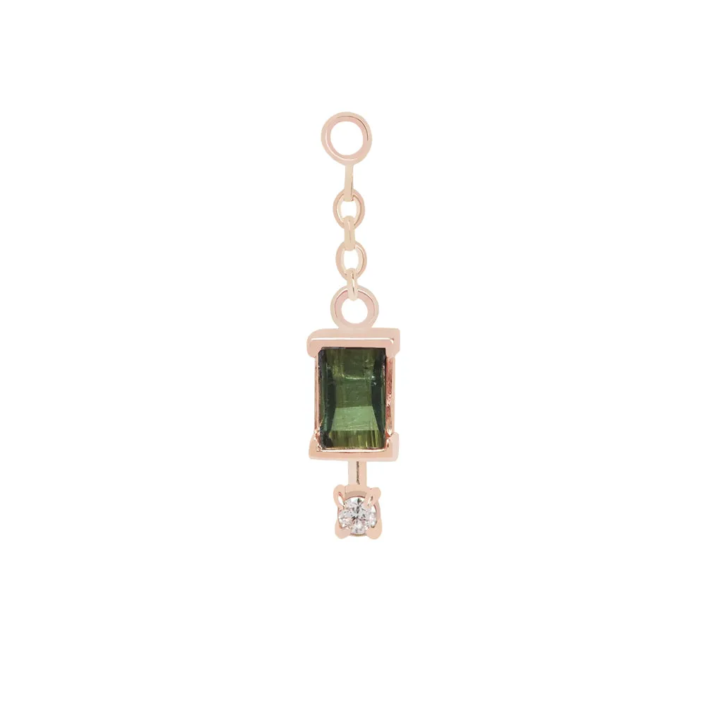 "Cherish" Chain Charm in Gold with Tourmaline & Diamond