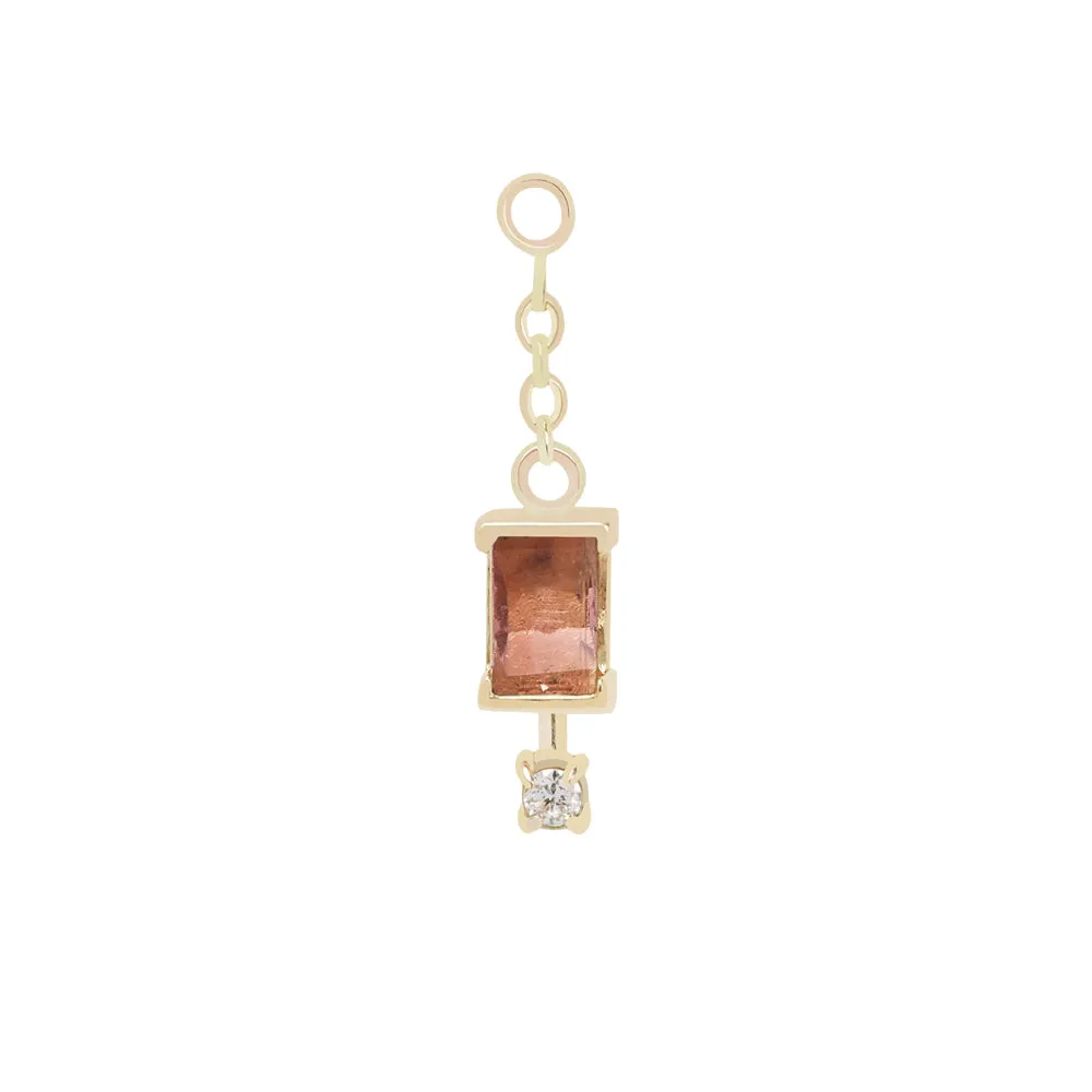 "Cherish" Chain Charm in Gold with Tourmaline & Diamond