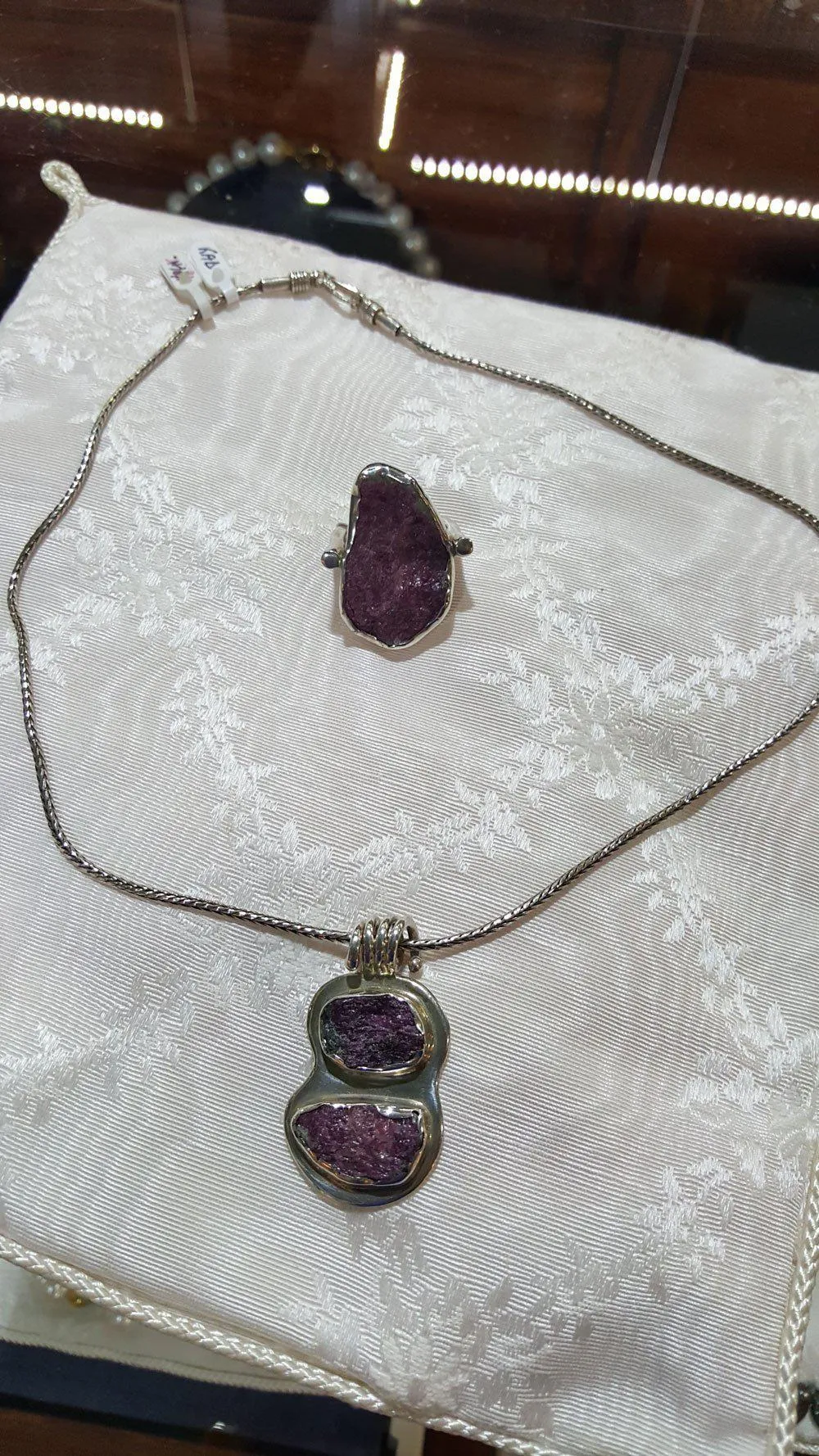 Raw Purple Diopside, old chain, modern Necklace, modern Jewelry, Handmade Necklace, Greek Jewelry, Genuine Raw Diopside