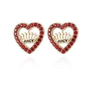 Red Heart Button Earrings