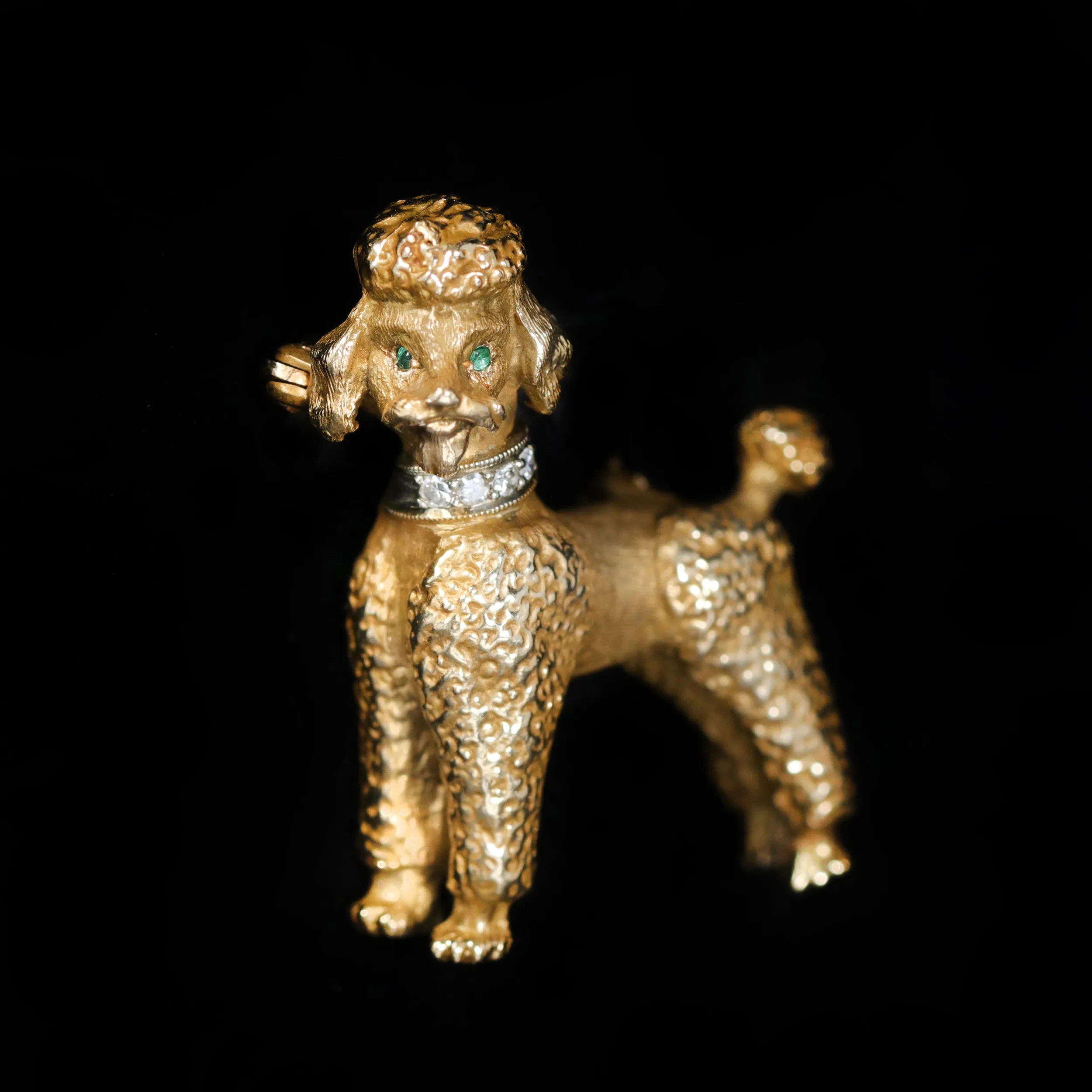 Retro Fisher & Co. Diamond and Emerald Poodle Pin