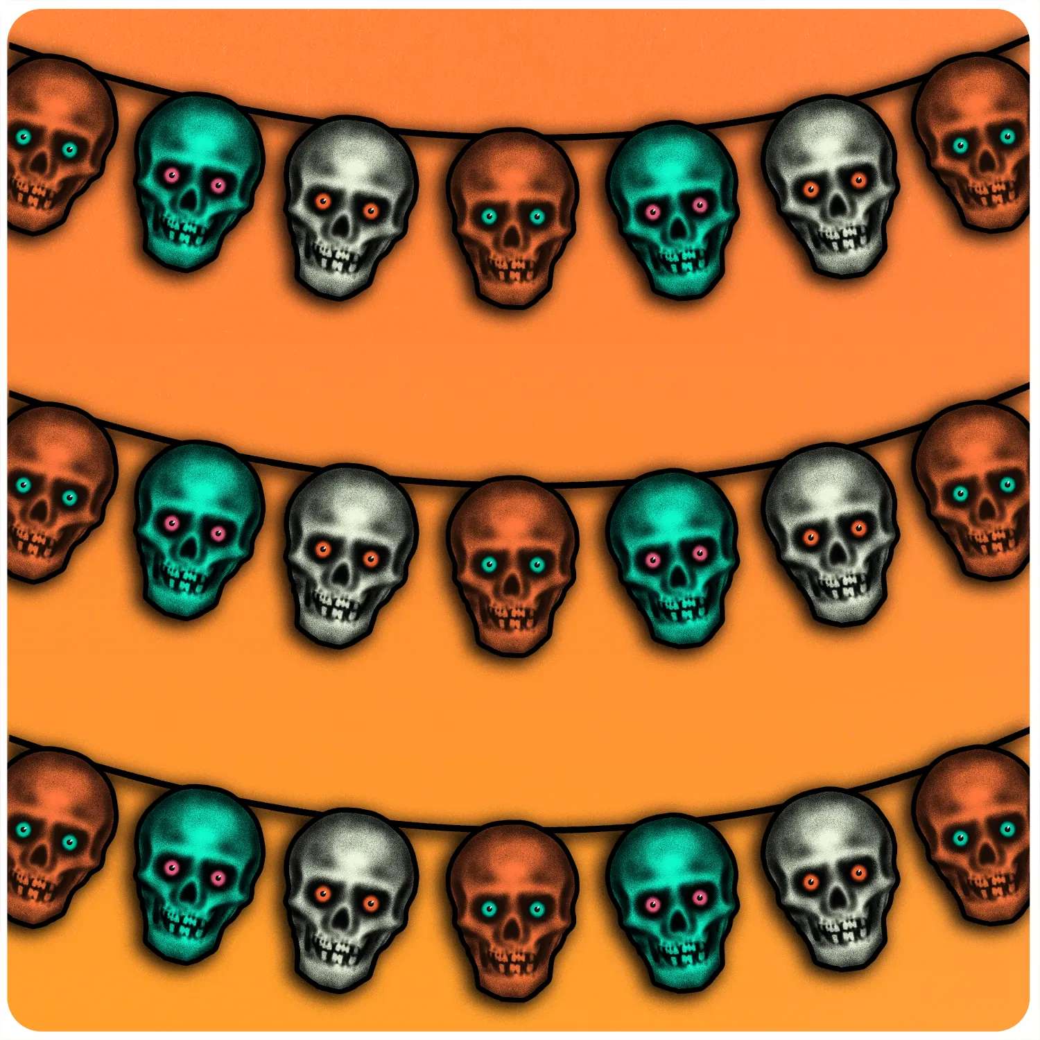 Retro Inspired Halloween Skull Heads Cutout Banner