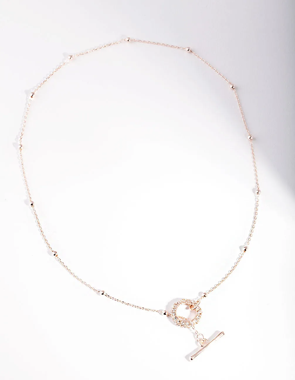 Rose Gold Ball Chain Bar Necklace