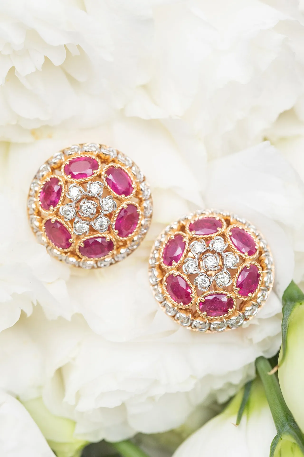 Ruby Blossom Diamond Earrings