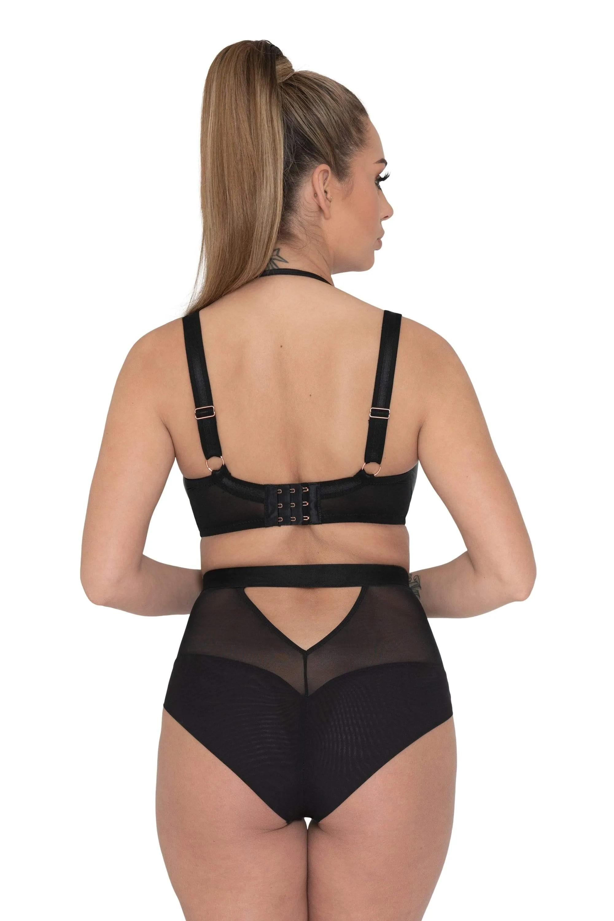 Scantilly Black Harnessed Padded Half Cup Bra