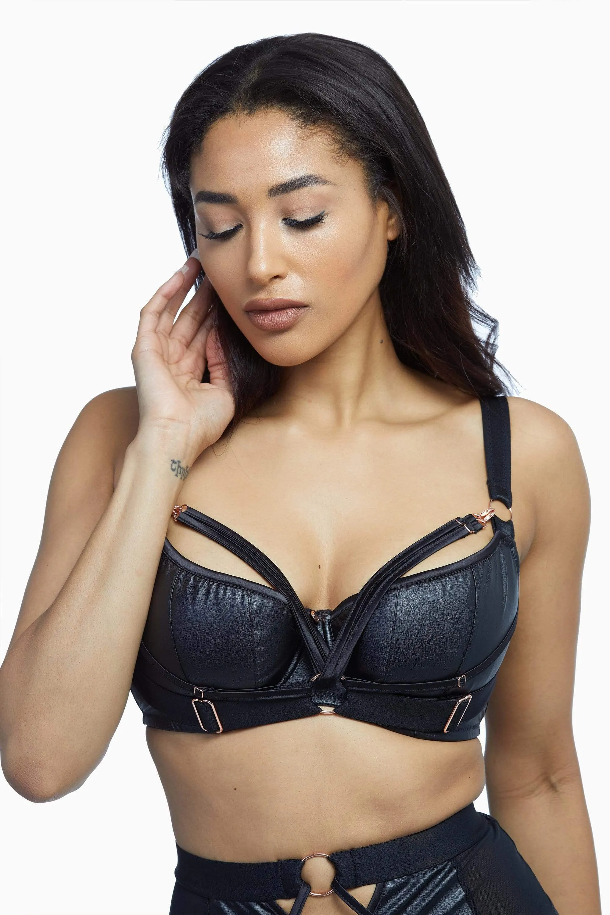 Scantilly Black Harnessed Padded Half Cup Bra