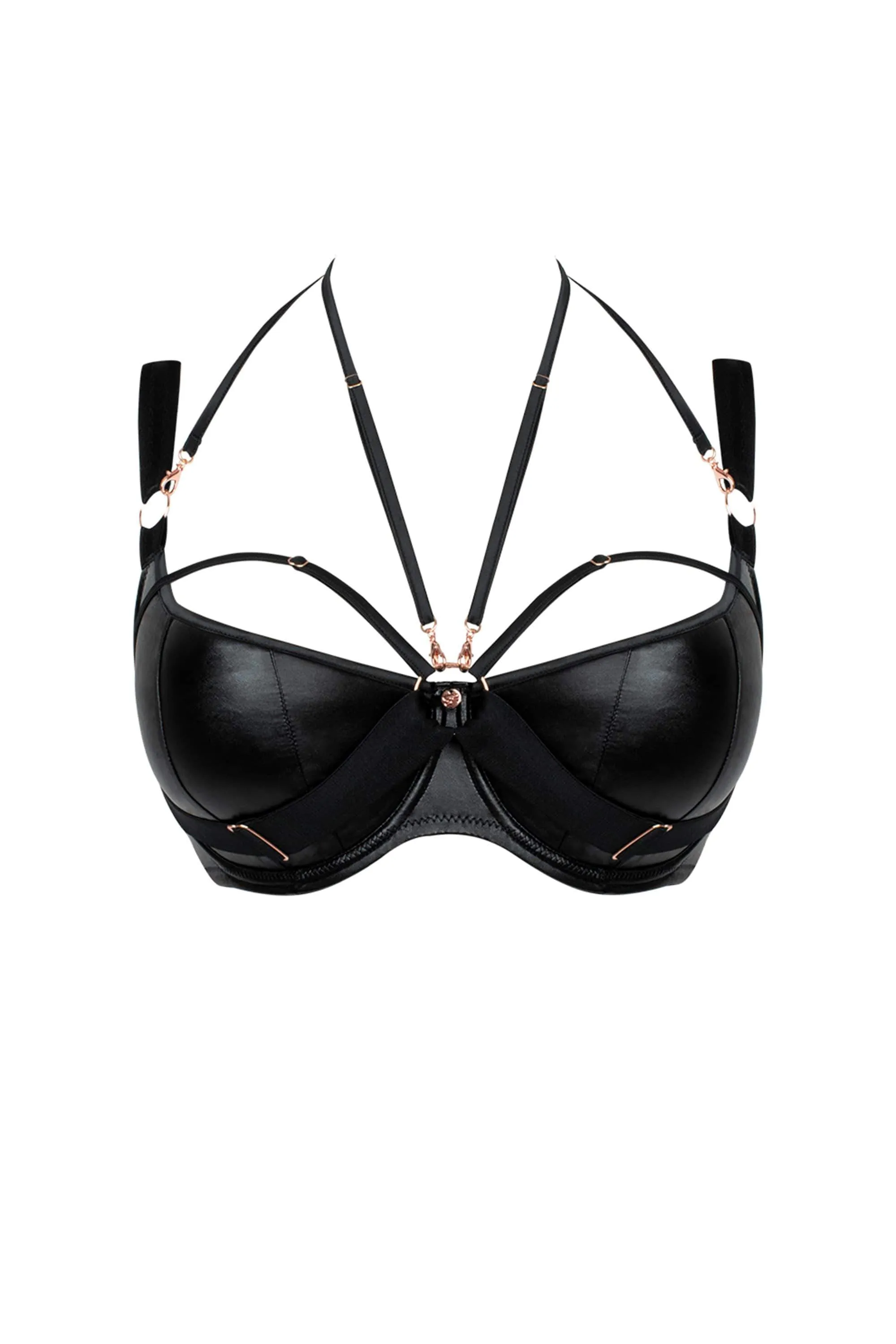 Scantilly Black Harnessed Padded Half Cup Bra