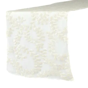 Sequin Vine Table Runner - Light Ivory/Off White