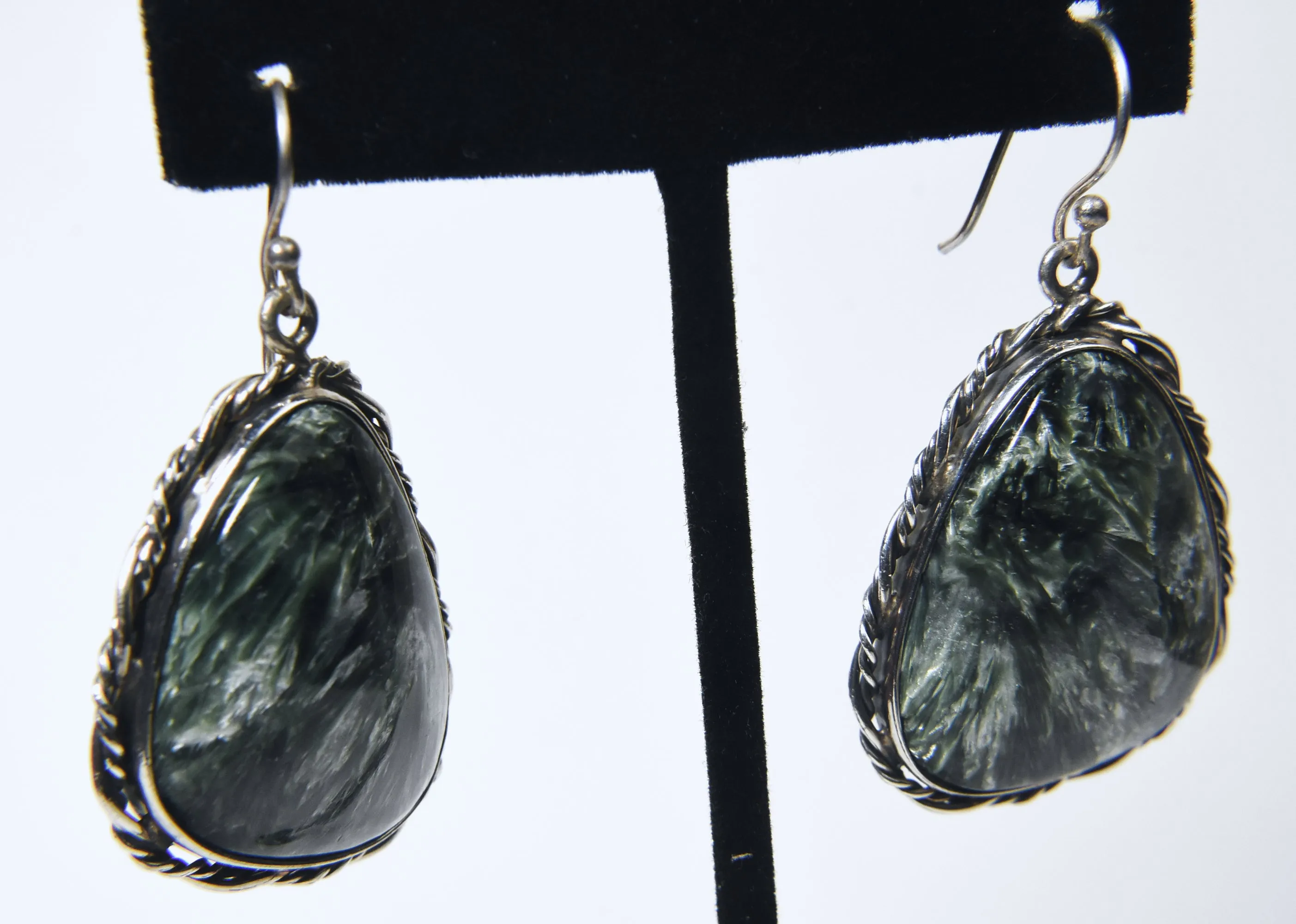 Seraphinite Sterling Silver Dangle Earrings