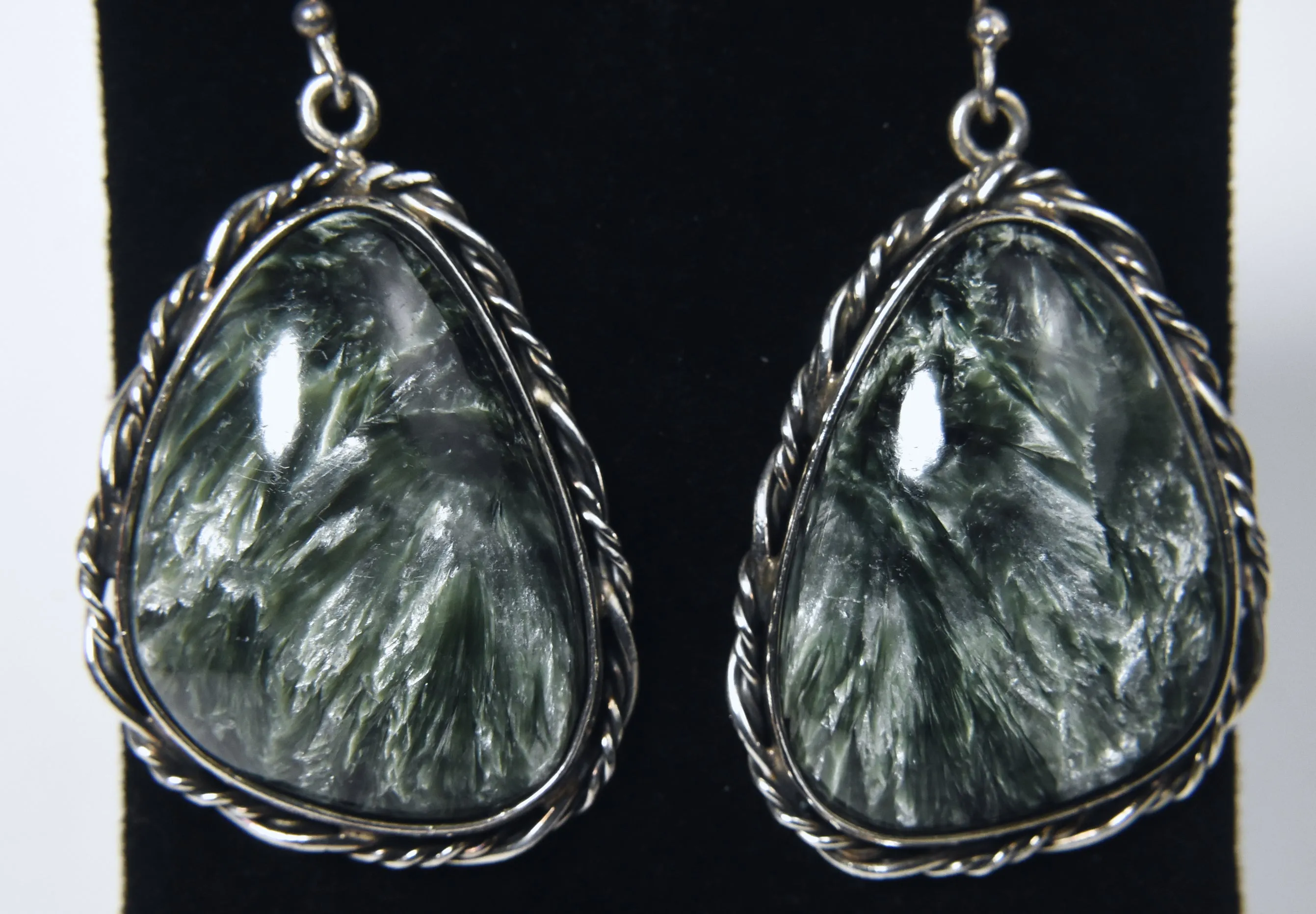 Seraphinite Sterling Silver Dangle Earrings