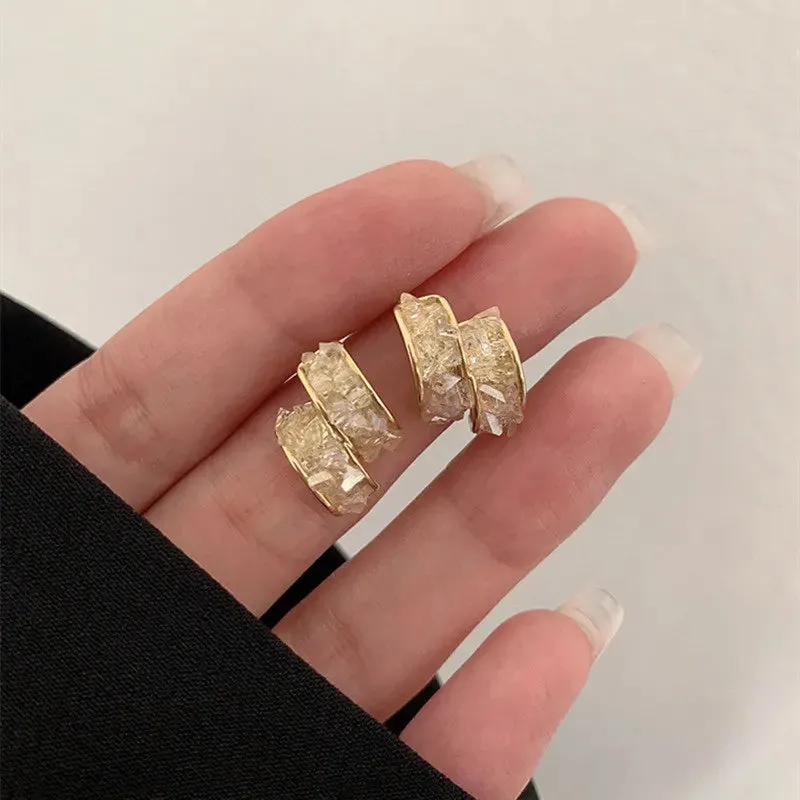 Shiny Crystal Fashion Luxury Simple Versatile Zircon Korean Earring