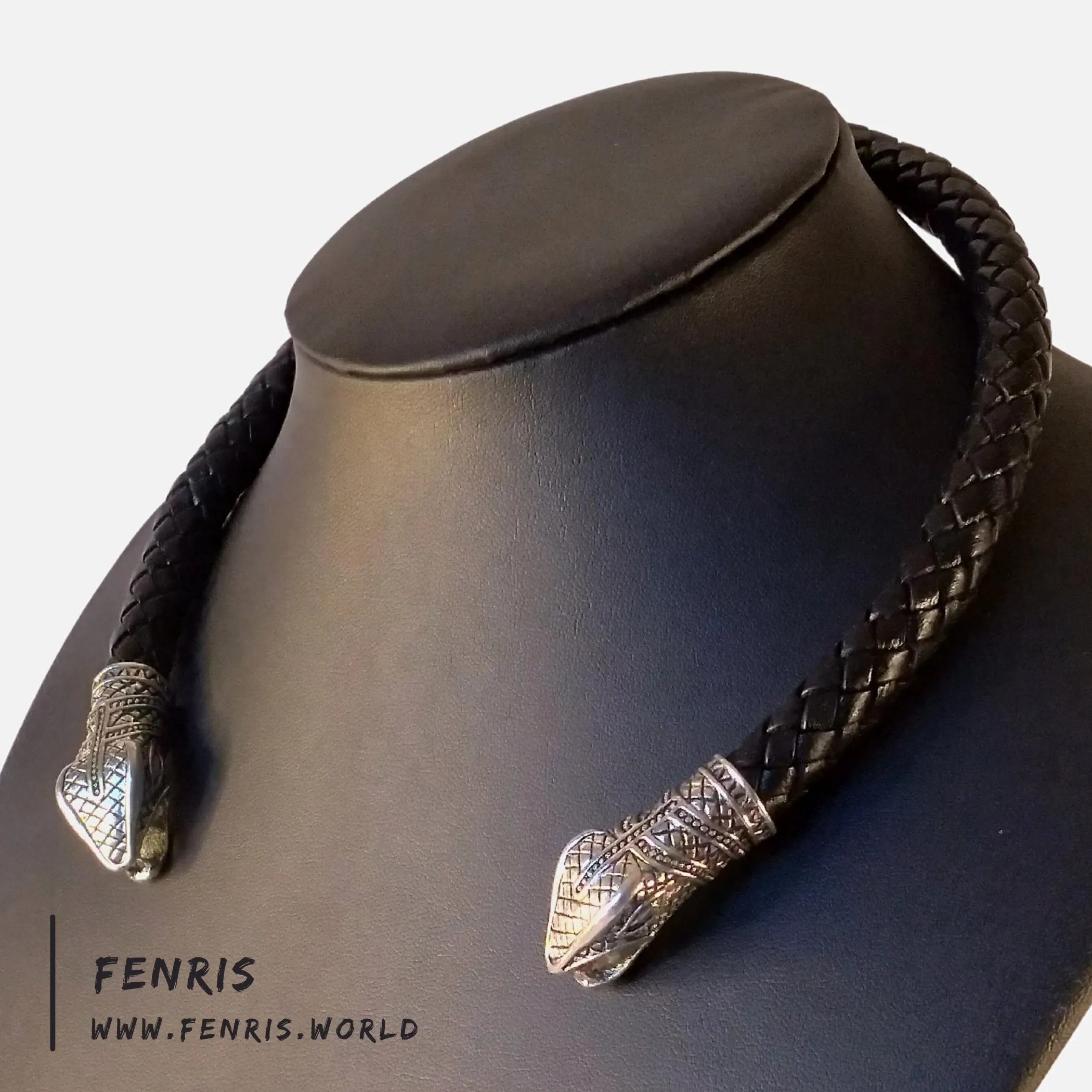 Silver Torc Snake Black Leather | Fenris