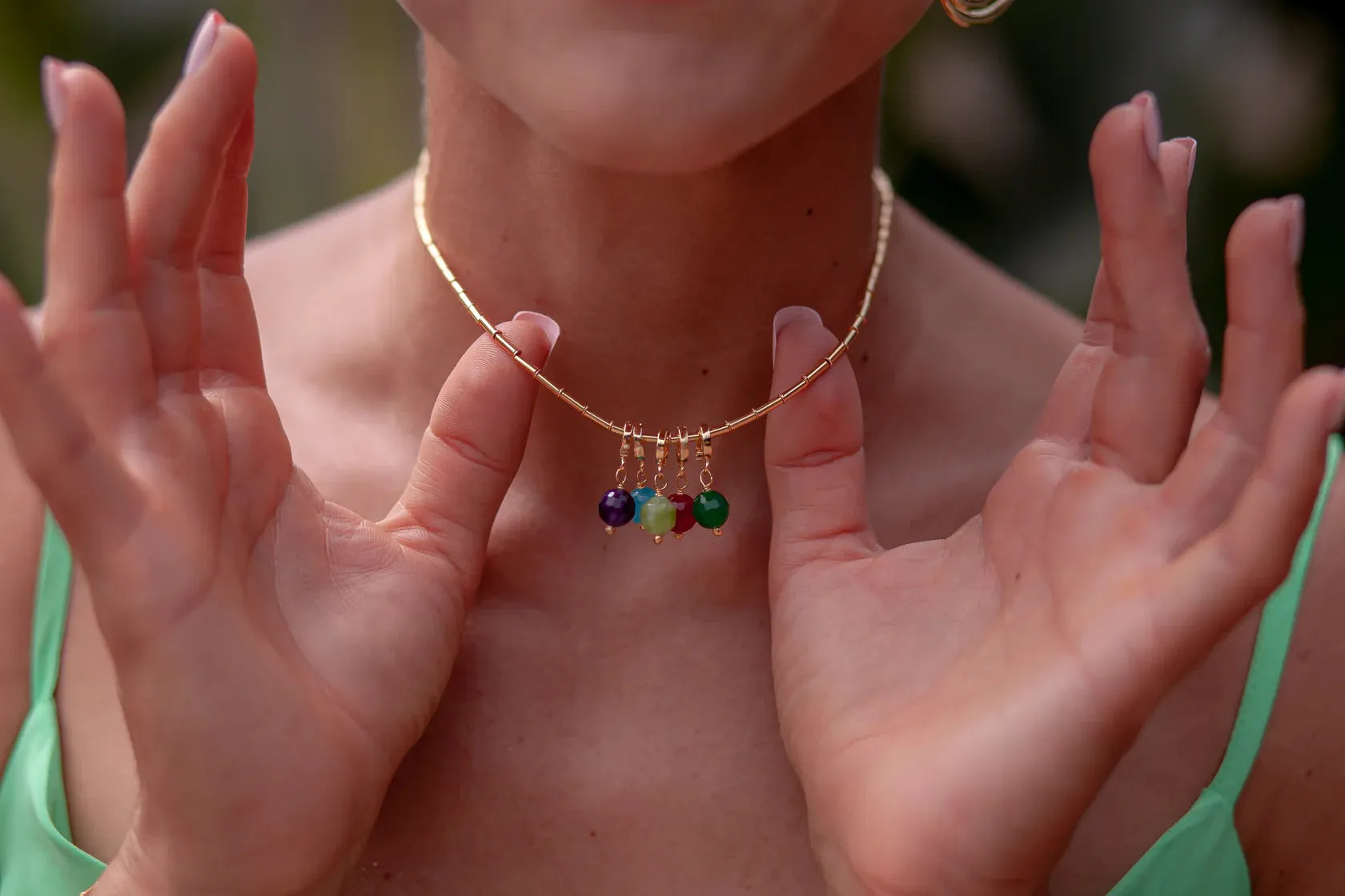 Charming Simple Stone Pendant Necklace by Eneida Franca