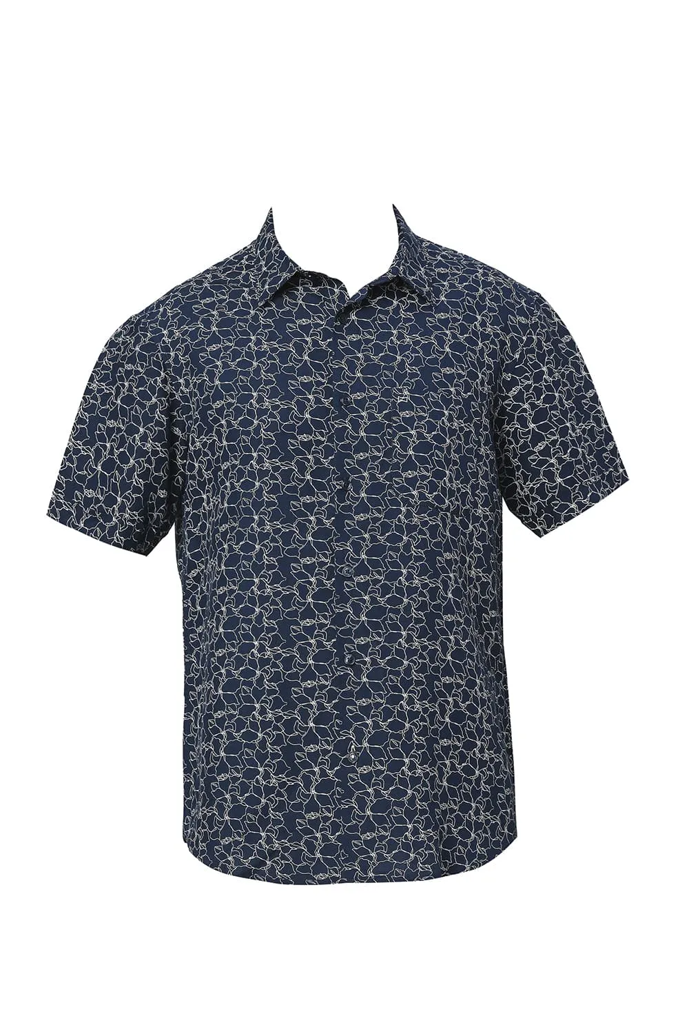 Slim Fit Viscose Linen Printed Halfsleeves Shirt