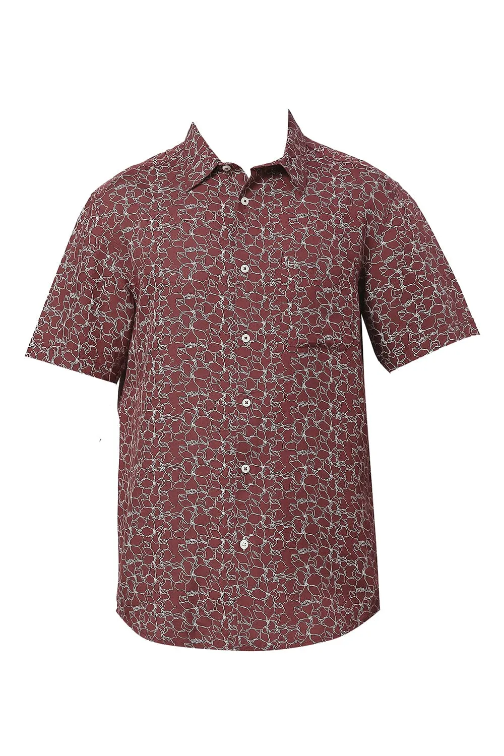 Slim Fit Viscose Linen Printed Halfsleeves Shirt