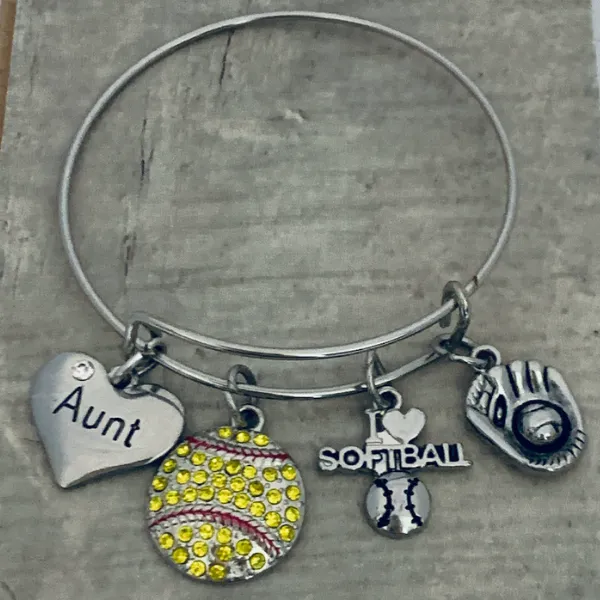 Softball Charm Bracelet - Pick Charm