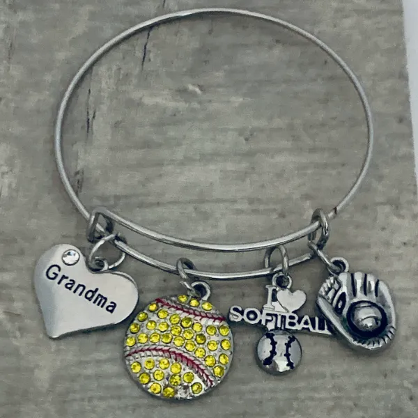 Softball Charm Bracelet - Pick Charm