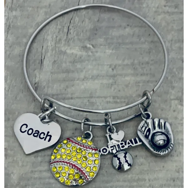 Softball Charm Bracelet - Pick Charm