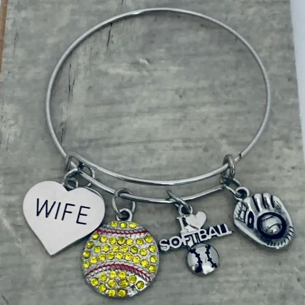 Softball Charm Bracelet - Pick Charm