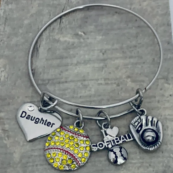 Softball Charm Bracelet - Pick Charm