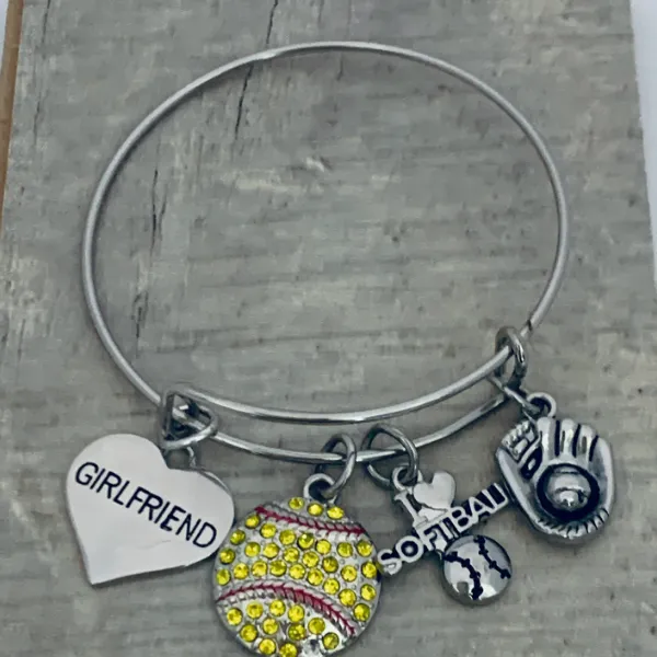 Softball Charm Bracelet - Pick Charm