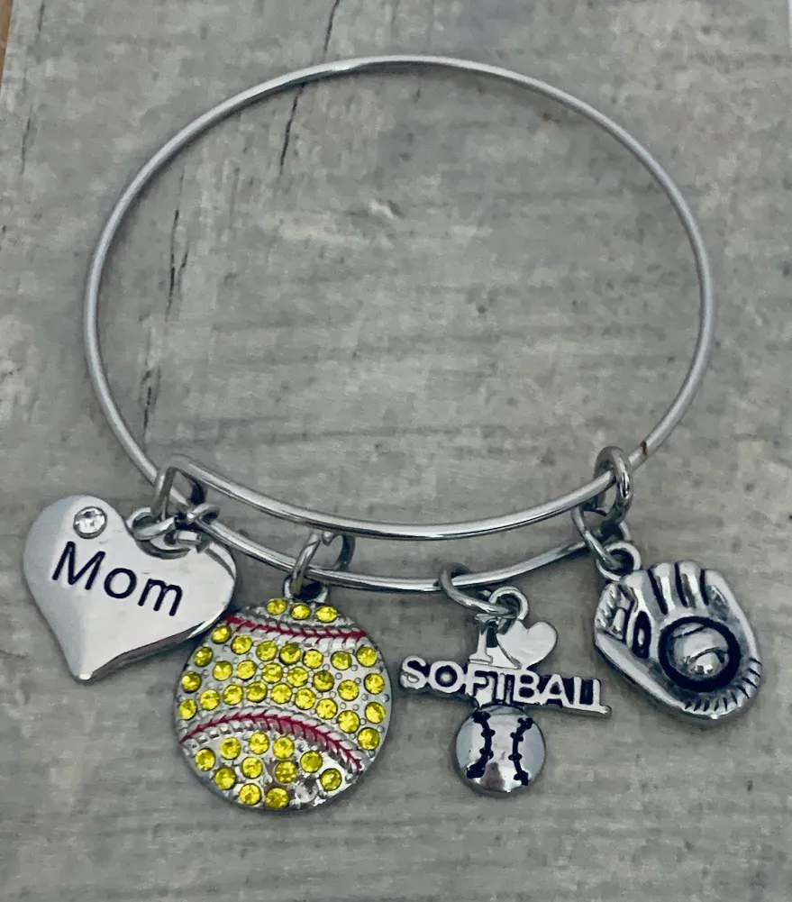 Softball Charm Bracelet - Pick Charm