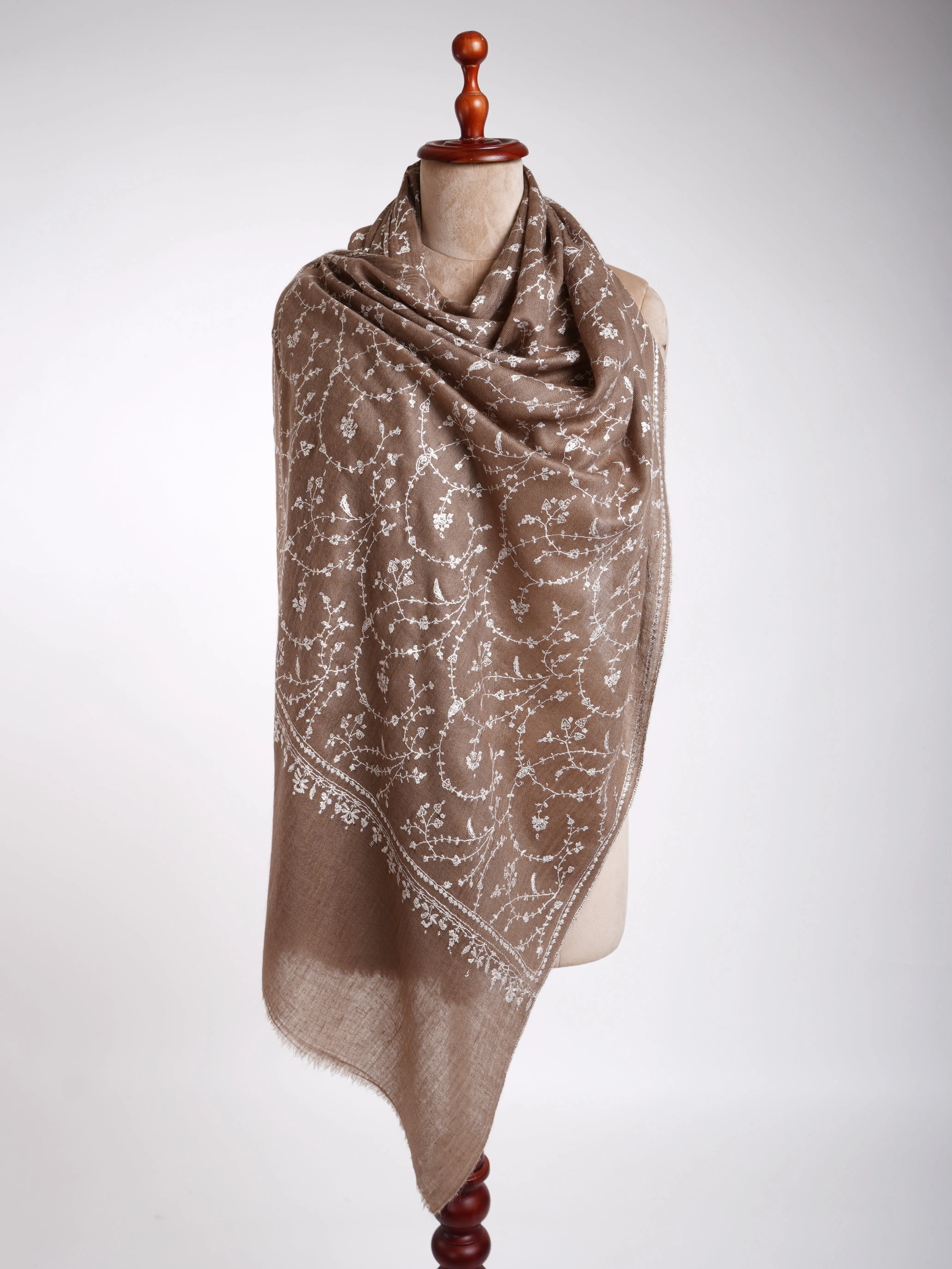 Sozni Embroidered Pure Cashmere Scarf