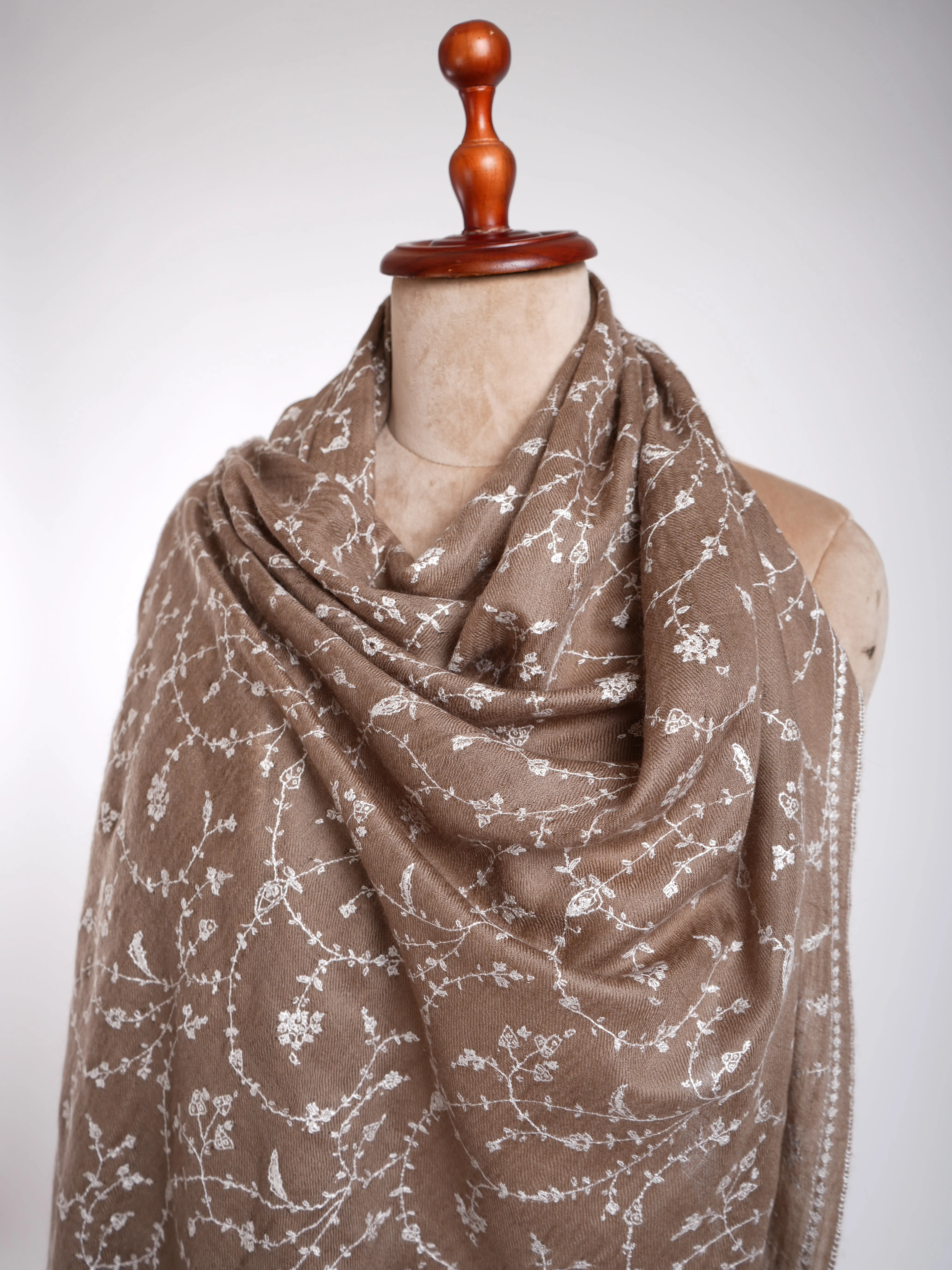 Sozni Embroidered Pure Cashmere Scarf