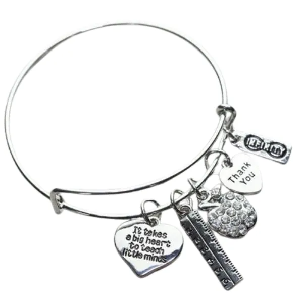 Teacher Big Heart Bangle Bracelet