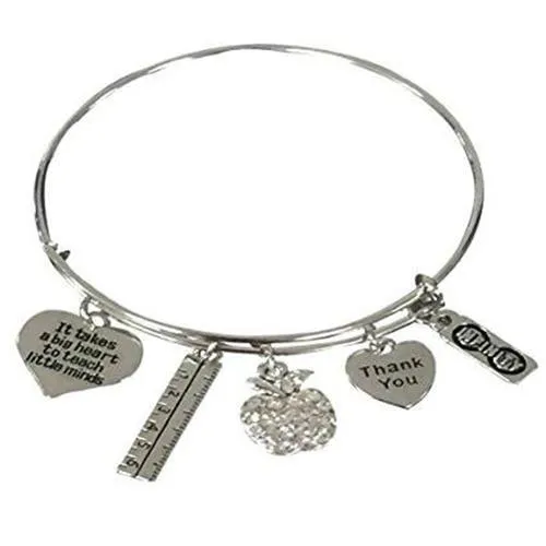 Teacher Big Heart Bangle Bracelet